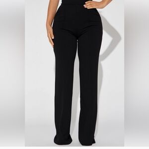 Fashion Nova Classic Black Straight Leg Pants Size Lg